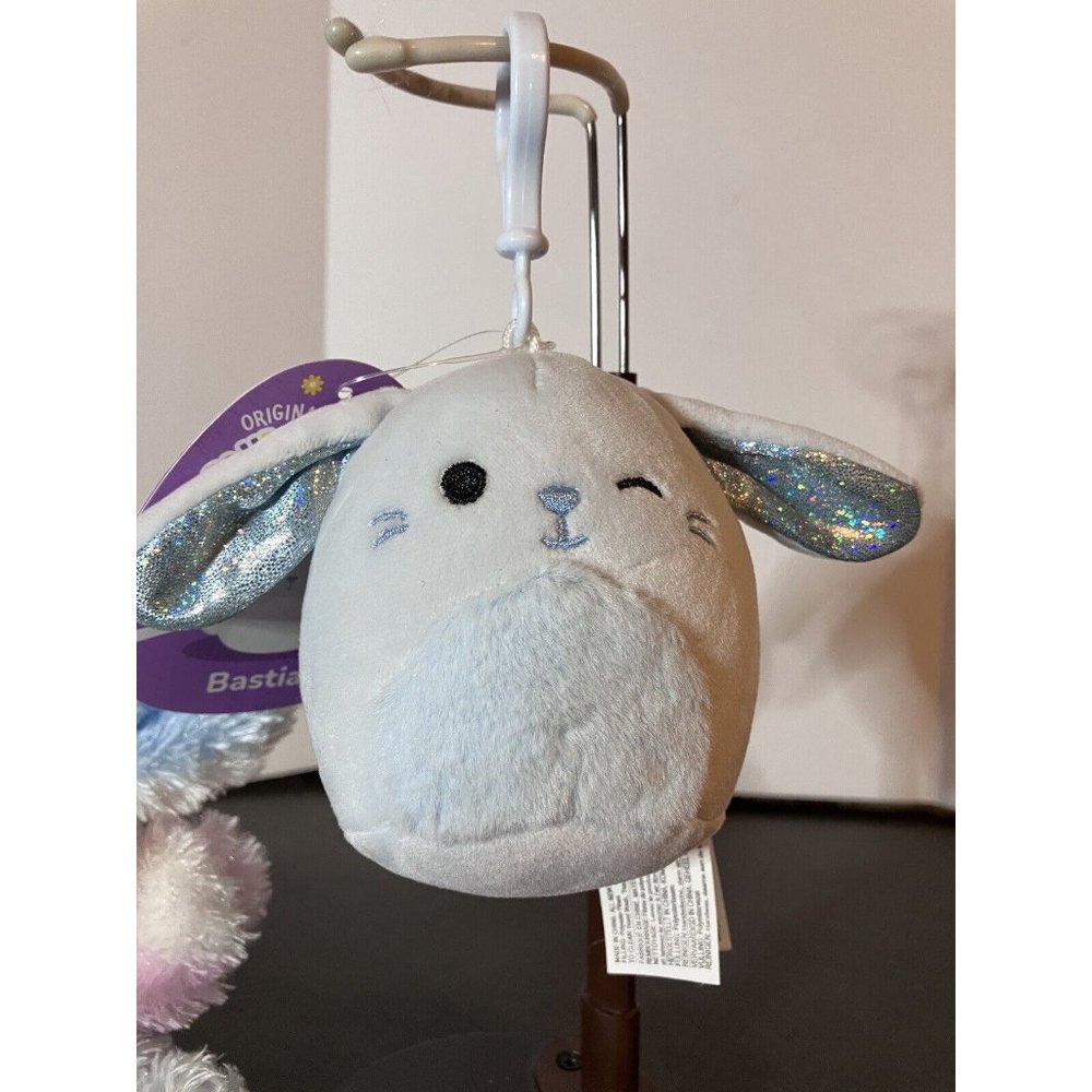 Squishmallows Bastian the Blue Bunny 3” Inch Soft Plush EASTER NWT CLIP